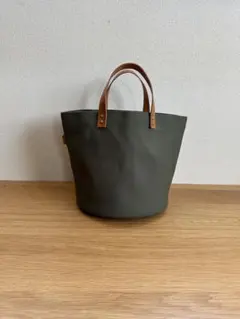 ハンドメイド】帆布×革持ち手バケツトートバッグS＊ブラック - メルカリ