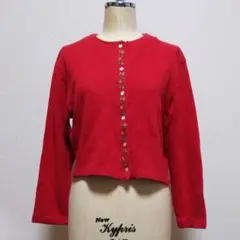 古着 カーディガン 刺繍 リブ編み ショート丈 レース コットン ビンテージ