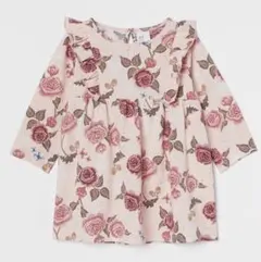 新品未使用＊ベビー服バラ柄フリルワンピース 75cm