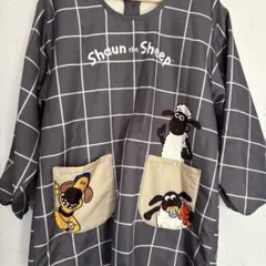 ひつじのショーン 裏ボアエプロン 背面ボア割烹着 冬用スモック 保育士