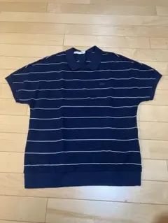 LACOSTE ネイビー ストライプ 半袖ポロシャツ サイズ:36