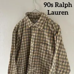 90sRalphLaurenラルフローレンコーデュロイノバチェックシャツ長袖