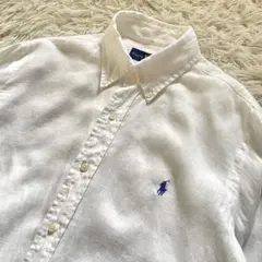 RALPH LAUREN リネンシャツ ホワイトシャツ ボタンダウン M