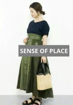 SENSE OF PLACE Vネックバックデザイン トップス 黒