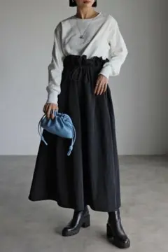 ★ボンジュールサガン★ドッキング ロングワンピース ブラックホワイト