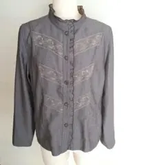 ジャケット　薄手　レース　花柄　スタンドカラー　春