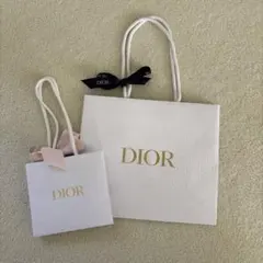 Dior ホワイトショップ袋　大小2個セット　リボン付き