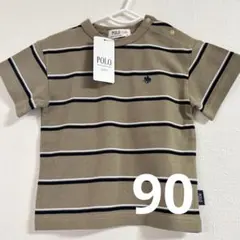 【新品】POLO Baby ポロ ボーダー 半袖 Tシャツ 90 ベージュ 茶のサムネイル