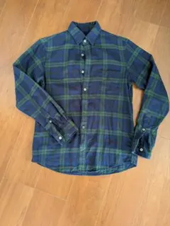 トゥモローランド　Blue Work ネイビーとグリーンのチェックシャツ