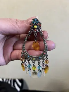 カラフルビーズフープピアス