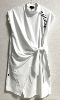 Callaway ノースリーブワンピース　L 重ね着　前結び　リボン　白