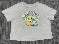 スターウォーズ マンダロリアン グローグー 半袖Tシャツ グレー ショート丈XL