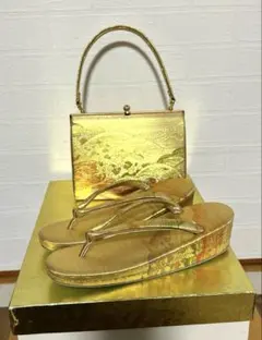 未使用品 着物 和装 草履バッグセット ゴールド 成人式