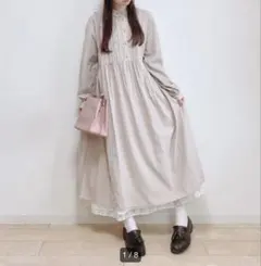 新品！サマンサモスモス　SM2 襟配色小花柄ワンピース　ベージュ