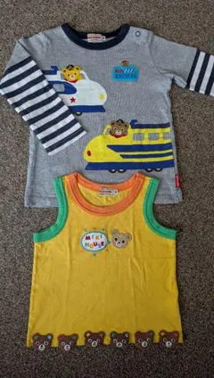 ミキハウス　トップス2枚　長袖シャツ　タンクトップ　80-90cm　プッチー