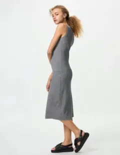 【美品】UNIQLO ユニクロ ウォッシャブルニットブラワンピース/ノースリーブ