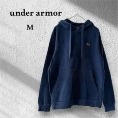 アンダーアーマー フード付きパーカー ロゴデザイン カジュアル 紺 SMサイズ