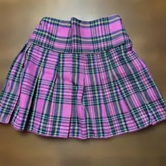 ピンク系チェック プリーツスカート 6Y