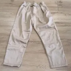 120cm★ベージュ ウエストリボン ストレートパンツ★