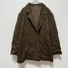 テーラードジャケット 総柄 古着 デザインシャツ ボタニカル レトロ