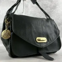 極美品 バリー ワンショルダー ハンドバッグ シボ革 肩掛け Bロゴ ブラック