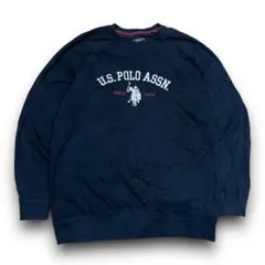 【2XL】 U.S. POLO ASSN. 刺繍ロゴ スウェット 黒 ブラック