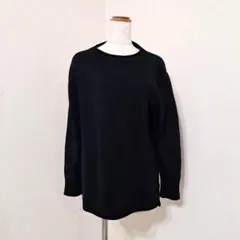 ショコラフィネローブ【F】長袖ニット　セーター　ブラック系　無地　シンプル