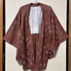 【最終値下げ】着物の羽織 赤茶色 ストライプ模様