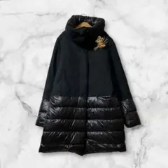 メルヴェイユ ヴァント　リバーシブル　ダウン　ウール　ロングコート　大きめ　黒