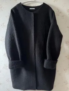 k* ノーカラー ブラック ハーフコート M