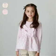 crescent リボン柄キャミ裏毛トレーナー