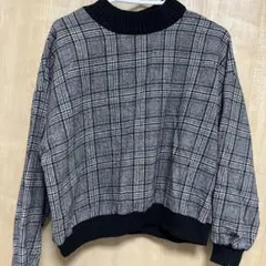 INGNIチェック柄 ハイネックニット グレー