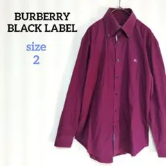 バーバリーブラックレーベル　ボタンダウンシャツ　ホースロゴ刺繍　綿　三陽商会