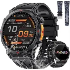 1.6インチ ChatGPT 搭載スマートウォッチ 軍用規格 通知通話機能