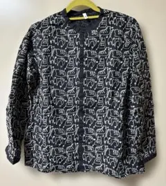 ナチュラルランドリー　grin 猫柄刺繍　黒地　長袖シャツ