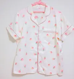 GU サテンパジャマ(半袖&ショートパンツ)(ピーチ) オフホワイト L