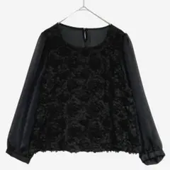 スタイルコム　チュール薔薇モチーフ ブラウス　【美品】　黒　9 / M