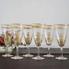 希少オールドバカラBACCARATラファイエット24金彩シャンパンフルート 6脚