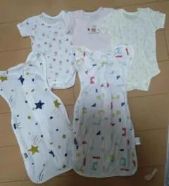 未使用品　ベビーロンパース３枚、スワドル2枚まとめ売り