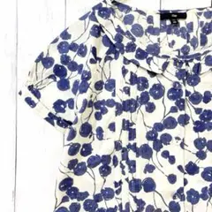 ギャップ GAP 紺 白 XXS 総柄花柄 ボタニカル シャツ 綿 春夏タグ付きのサムネイル
