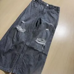 ジェニィ ダメージ加工 デニムパンツ グレー
