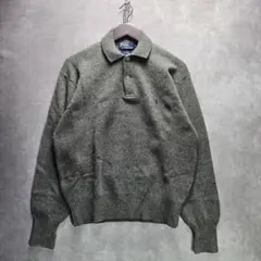 ラルフローレン ラムウール ニット ポロシャツ L グレー ナイガイ期 90s