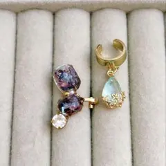 ハンドメイド　レジン　イヤーカフ イヤーフック　アクセサリー　シェル　チャーム