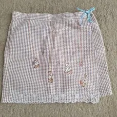 ピーターラビット刺繍のチェック柄スカート 120cm~140㎝