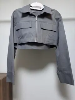 ZARA シャツ グレー レディース クロップ丈 おしゃれ