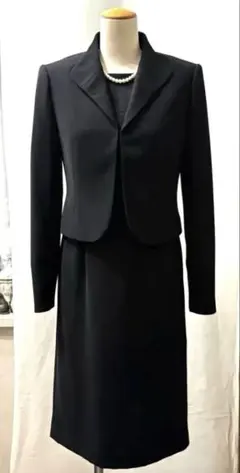 7号美品I.M.G.N 喪服　礼服　ブラックフォーマル　黒　ワンピーススーツS
