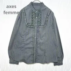 axes femme ストライプ フリル レース ブラウス M ガーリー