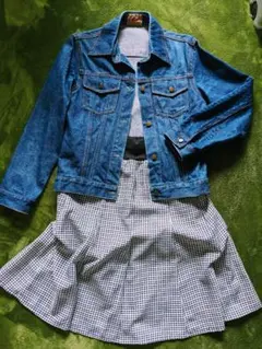 【値下げしました】デニ厶　ギンガムチェック　スカート　ジャケット　2点セット