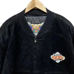 ジェフハミルトン 刺繍 スーパーボウル ブラック スエード ジップ ジャケット