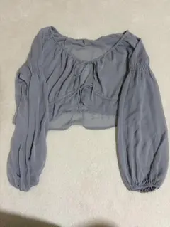 シフォン グレー クロップドトップス